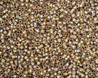 10g TOHO 15/0 Round Japanese Seed Beads 1.5mm 994 Gold Lined Crystal Rainbow Seed Beads Jewelry Making High-quality Beading Japan