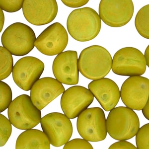 20x Czechmates Cabochon 7mm Glass Beads Two Hole Pacifica Honeydew Unique Beading Supplies for Craft Jewellery Making Czech Republic