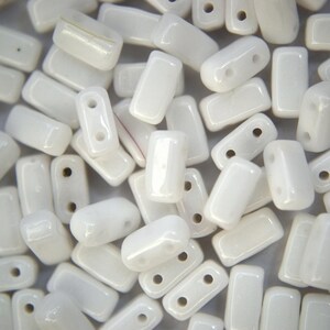 50pcs Czechmates Bricks Beads Two Hole 3x6mm White Unique Craft Beading Supplies Jewellery Making Czech Republic