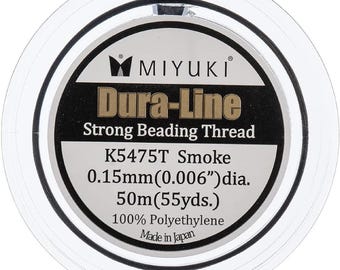 Filo per perline Miyuki Dura-line Strong 50 m Grigio fumo 0,15 mm Creazione di gioielli Perline CONSEGNA GRATUITA NEL REGNO UNITO