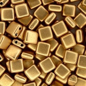 25x Czechmates Tile Beads Matte Metallic Flax Square Two Hole 6x6mm Unique Beading Supplies Jewellery Making Czech Republic