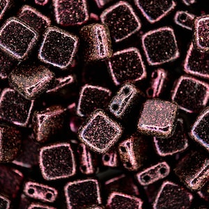 25pcs Czechmates Tile Beads Polychrome Rose Square Two Hole 6x6mm Unique Beading Supplies Jewellery Making Czech Republic