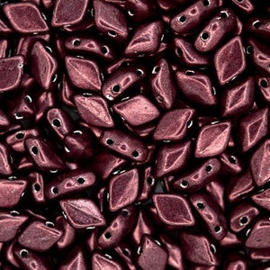 10g Czech Gemduo Twin Hole Beads 8x5mm Saturated Metallic Red Pear