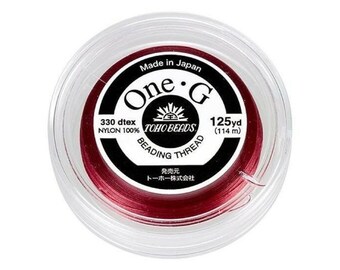 Toho One-G 0.2mm 125yd Beading Thread Red Nylon Durable for Jewelry Making Beading DIY Waxed Strong Made in Japan
