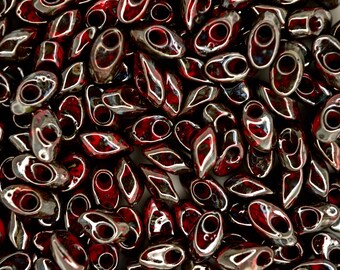 10g MIYUKI Long Magatama Japanese Beads 4x7mm Opaque Picasso