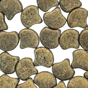 Cuentas de semillas checas Matubo Ginko Duo de 10 g, 7,5 x 7,5 mm, gamuza metálica dorada, cuentas de vidrio checo de alta calidad, fabricación de joyas, forma única, agujeros dobles