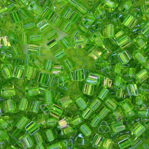 10g TOHO 8/0 driehoek Japanse rocailles 3 mm 306 binnenkant kleur jonquille/klaver Sieraden maken ambachtelijke benodigdheden kralen kralen weven kralen