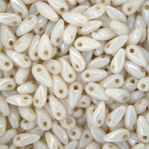 Mini Dagger Czech Glass Beads 10g 2.5x6mm Opaque White Luster, Czech Glass Beads Crafting Beading Supplies Jewellery Making Czech Republic