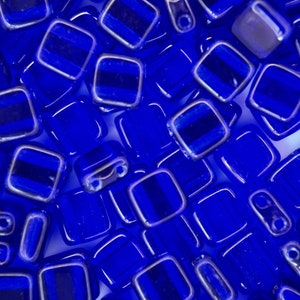25x Czechmates Tile Czech Beads 6x6mm Cobalt Square Two Hole Unique Beading Supplies Jewellery Making Czech Republic
