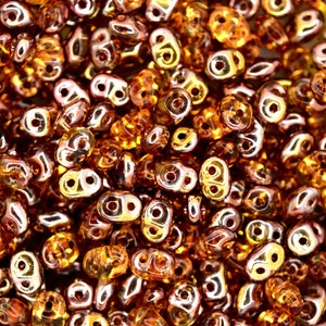 10g Matubo SuperDuo Czech Seed Beads 2.5x5mm Transparent Topaz Capri Gold Two-Hole High Quality for Jewelry Making Beading Czech