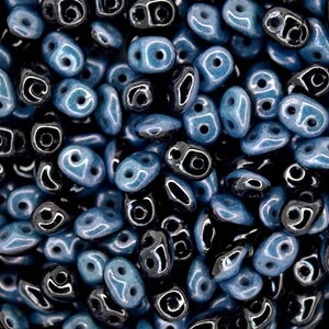 10g Matubo Duets SuperDuo Czech Seed Beads 2.5x5mm Hematite Chalk Blue Luster Two-Hole High Quality for Jewelry Making Beading Czech