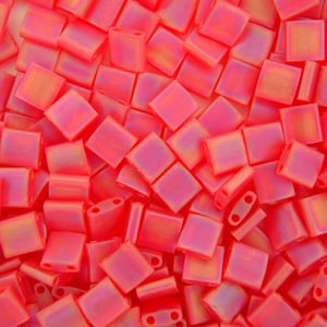 5g Miyuki Tila Japanese Glass Beads 5x5mm 9140FR Matte Transparent Red Orange AB Jewelry Making High-quality Glass Beading DIY Supply
