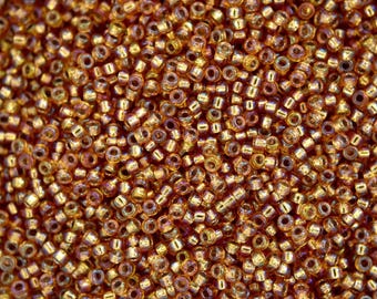 10g MIYUKI 11/0 Round Japanese Seed Beads 2mm 91004 Silver Lined Dark Gold AB Seed Beads Jewelry Making High-quality Beading