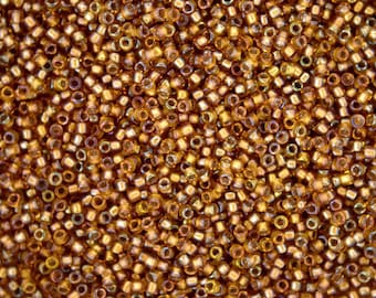 10g TOHO 15/0 Round Japanese Seed Beads 1.5mm 278 Gold Lined Topaz Seed Beads Jewelry Making High-quality Beading Japan