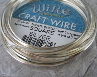 The Beadsmith Silver Plated Copper Craft Wires Square 21 Gauge Wrapping 4 Yard Jewellery Jewelry Making