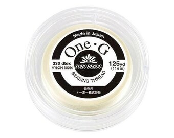 Toho One-G 0.2mm 125yd Beading Thread Cream Nylon Durable for Jewelry Making Beading DIY Waxed Strong Made in Japan