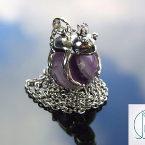 Collar con colgante de piedra preciosa natural de rana amatista, cadena de 50 cm, joyería, piedra curativa, chakras, Reiki, ENVÍO GRATIS al Reino Unido
