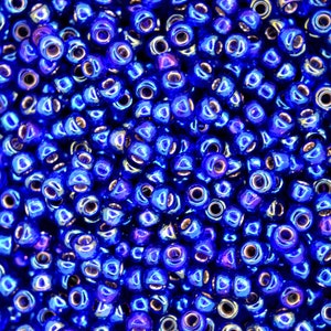 10g MIYUKI 8/0 Round Japanese Seed Beads 3mm 91020 Silver Lined Cobalt AB Seed Beads Jewelry Making High-quality Beading