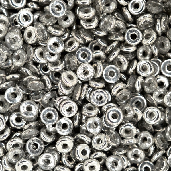 5g O Bead Tschechische Rocailles 1x3,8mm Silber 1/2 Vielseitige Glasperlen für die Schmuckherstellung Perlenstickerei Tschechische Perlen