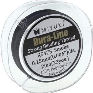 Miyuki Dura-line Strong Beading Thread 20m Smoke Grey 0.15mm Jewelry Making Beading FREE UK DELIVERY