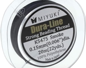 Filo per perline Miyuki Dura-line Strong 20 m Grigio fumo 0,15 mm Creazione di gioielli Perline CONSEGNA GRATUITA NEL REGNO UNITO