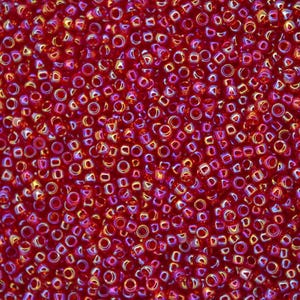 10g TOHO 15/0 Round Japanese Seed Beads 1.5mm 165C Transparent Ruby Rainbow Seed Beads Jewelry Making High-quality Beading Japan