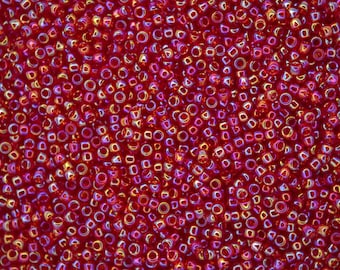 10g TOHO 15/0 Round Japanese Seed Beads 1.5mm 165C Transparent Ruby Rainbow Seed Beads Jewelry Making High-quality Beading Japan