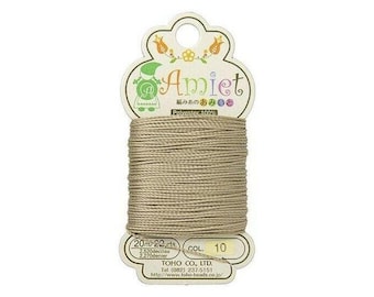 Fil à perler Toho Amiet, cordon en nylon kaki 0,55 mm, 20 mètres (22 yards), pour la création de bijoux fins, le perlage et la broderie.