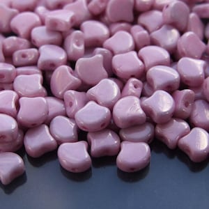 10g Czech Ginko Duo Twin Hole Beads 7.5x7.5mm Luster Metallic Pink High-Quality Czech Glass Beads Jewelry Making Unique Shape Dual Holes