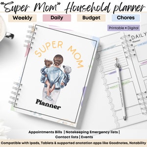 Home planner digital home organizer digital planner planner printable family planner wall family planner calendar family organization binder