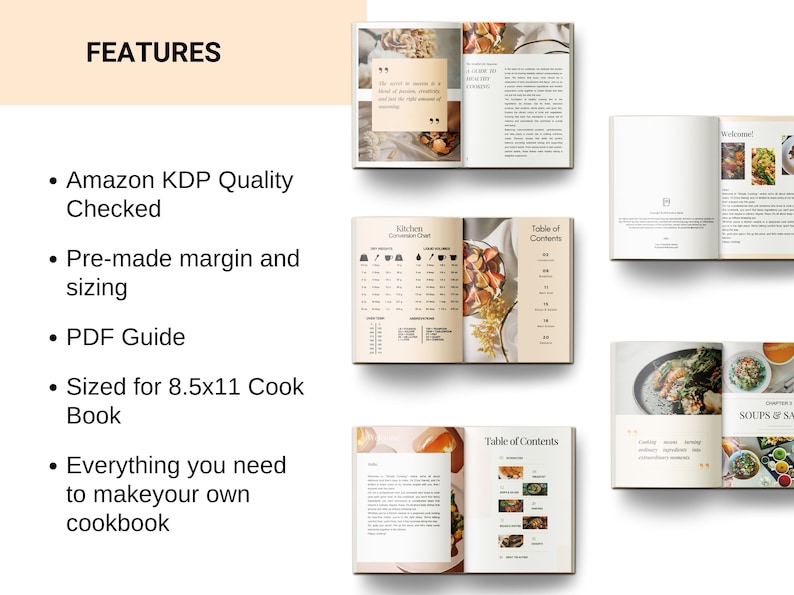 Cookbook Conversion Page Cookbook Template KDP, Recipe Template Canva, Custom Recipe Book ...
