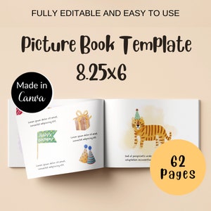 Modello libro di storie 8,25x6", modello interni KDP, modello Canva KDP libro illustrato, progettazione del layout del libro, formato libro con orientamento orizzontale