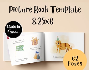 Story Book Template 8.25x6”, KDP Interior Template, Picture Book KDP Canva Template,  Book Layout Design, Landscape Orientation Book Format