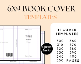 KDP Hardcover Book Template 6x9, Canva KDP Book Cover Template, Editable KDP Cover, Book Cover Design, Self-Publishing Cover, 300-400 pages