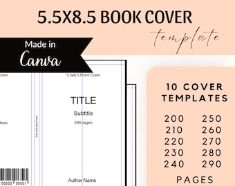 Book Cover Template KDP 5.5x8.5, Canva Book Cover Design, Canva KDP Template, Bookcover Template, Canva KDP Cover Templates, 200-290 Pages