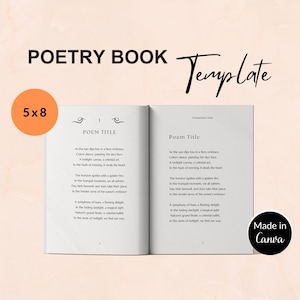 Modello KDP per libro di poesie 5x8, interno libro con copertina flessibile e rigida, interno libro di poesie KDP 5 x 8 pollici, modello per libro di poesie autopubblicato