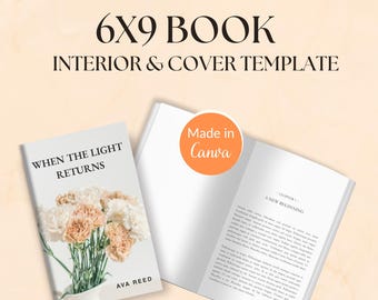 6x9 KDP Book Template, Editable Canva Interior and Covers with Bleed Option