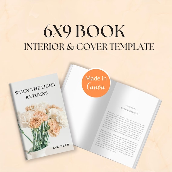 6x9 KDP Book Template, Editable Canva Interior and Covers with Bleed Option