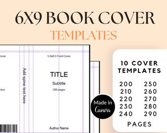 Modèle de livre à couverture rigide KDP 6 x 9, Modèle de couverture de livre KDP Canva, Couverture KDP modifiable, Design de couverture de livre, Couverture auto-éditable, 200-290 pages