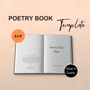 Modello di poesia KDP 6x9 Libro, modello di poesia Canva, modello minimalista autopubblicato di Amazon KDP, libro in brossura 6x9 e interno di poesia con copertina rigida