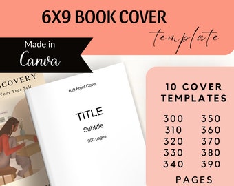 Canva Cover Template 6x9 KDP, 300-390 pages, Canva KDP Paperback Cover Template, Self-Publishing Template, Editable KDP Cover Template