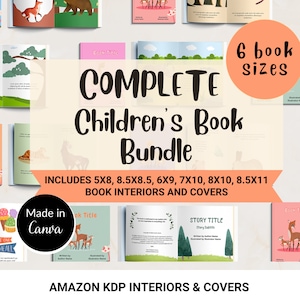 Modello di libro illustrato KDP Bundle, 8,5x8,5, 5x8, 6x9, 8x10, 7x10, 8,5x11, Canva Child Book Template KDP Copertina interna, KDP Kid Book Template