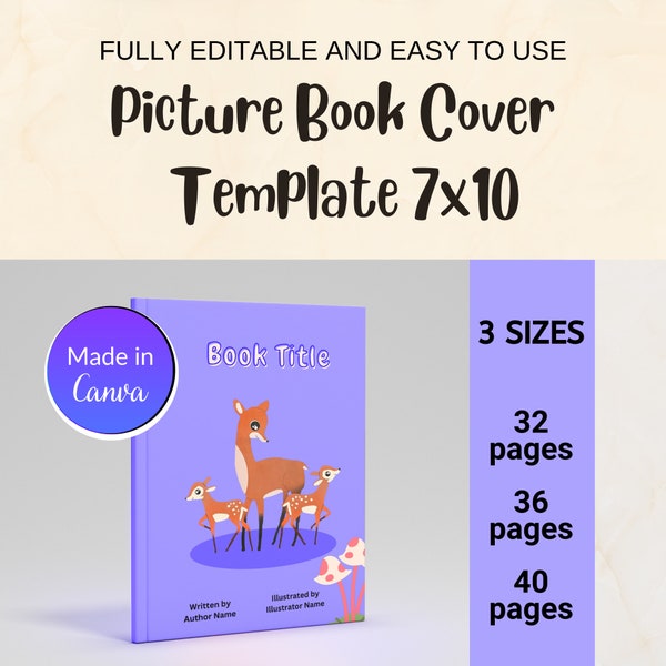 Amazon KDP Children's Book Cover Template 7x10 ”, Canva Cover Template, Kids Book Cover Design, Editable KDP Childrens Bookcover Template