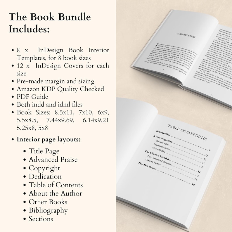 InDesign Book Templates KDP Bundle, Cover Design and Interior Layouts, Novel Template image 2