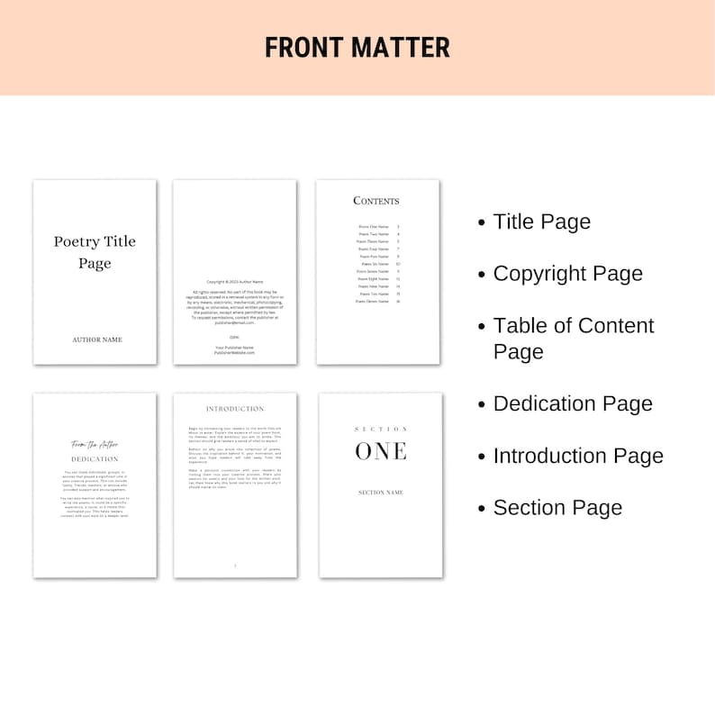 Poetry Book Template 8.5x11, KDP Poetry Book Interior, Self-publishing ...