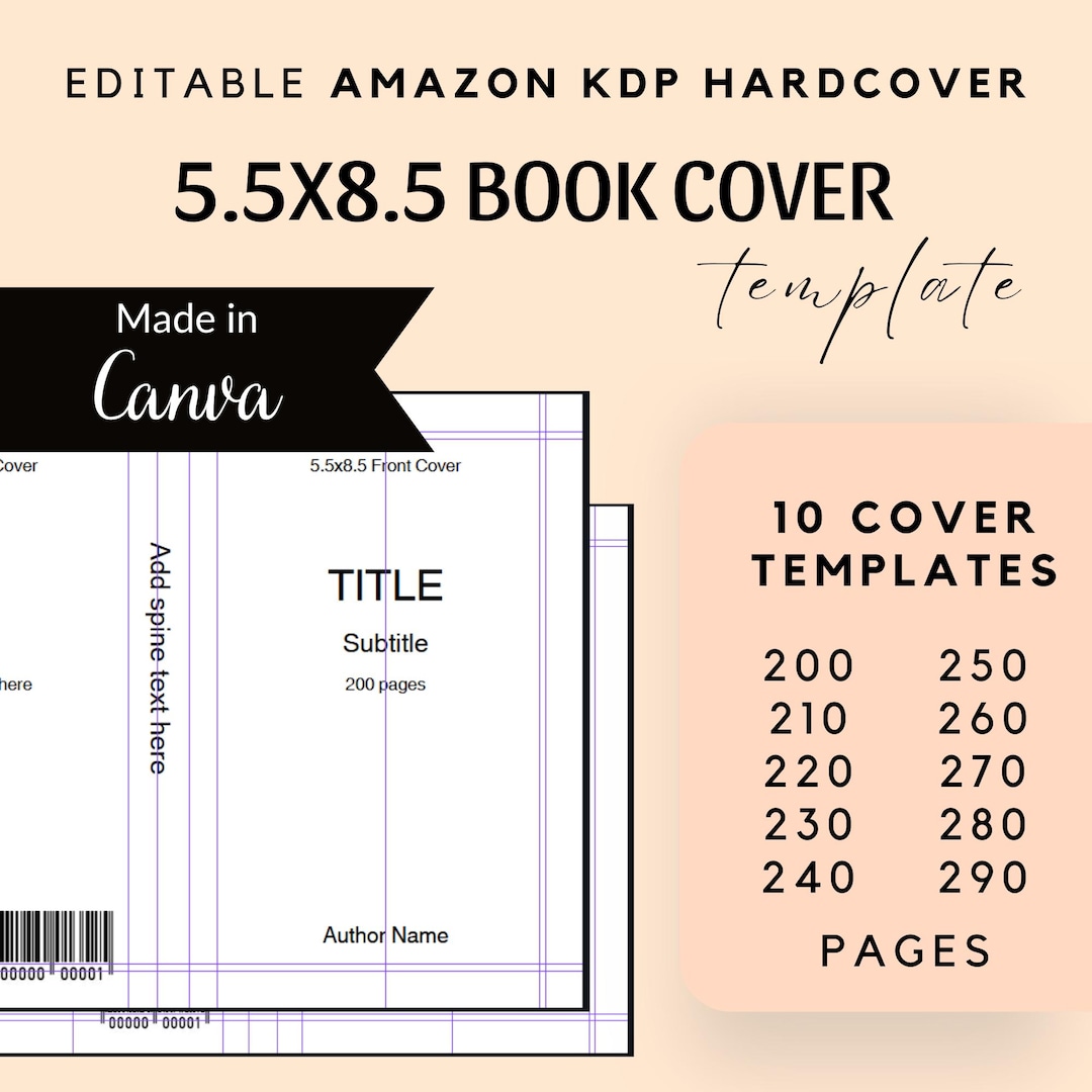KDP Hardcover Book Cover Template 5.5x8.5, KDP Template Canva Design ...