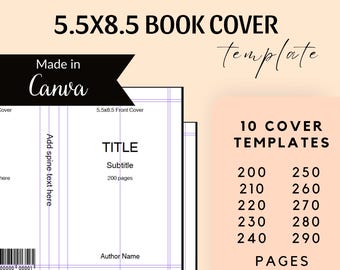 KDP Hardcover Book Cover Template 5.5x8.5, KDP Template Canva Design, Bookcover Template, Canva KDP Cover Templates, 200-290 Editable Pages