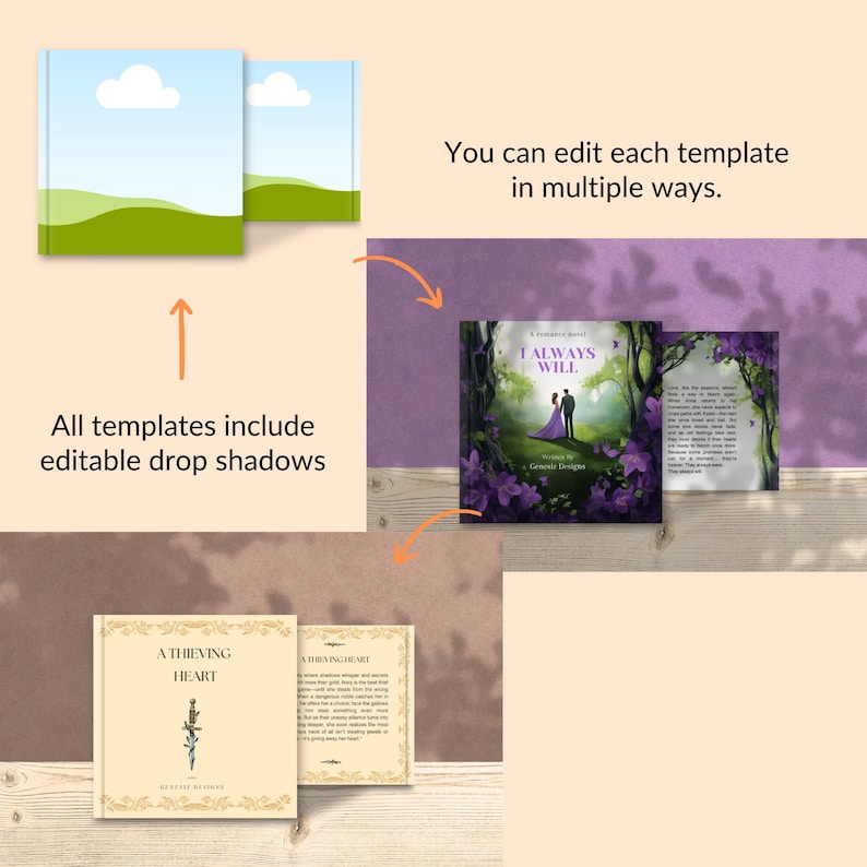 Canva Square Book Mockup Templates, Digital Cover Mock Up, KDP Ebook ...