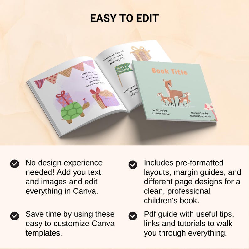 Children's Book Template 8.5x8.5, KDP Canva Template, Picture Book Design, Editable Book Template Canva Layout Editable Kid Book Interior image 13