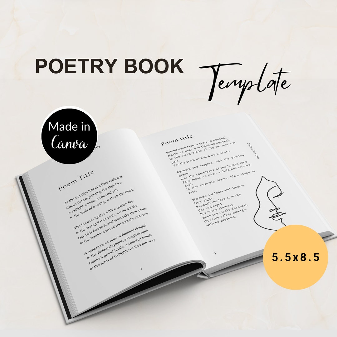 Poetry Book Template 5.5x8.5 KDP, Canva Poem Book Template, Interior Poetry Book Template 5.5x8.5 KDP, Canva Poem Book Template, Interior